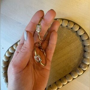 Kate Spade Gold Hoops with rectangle diamond accent